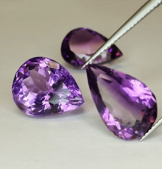 3 pcs  紫水晶 - 25.24 ct