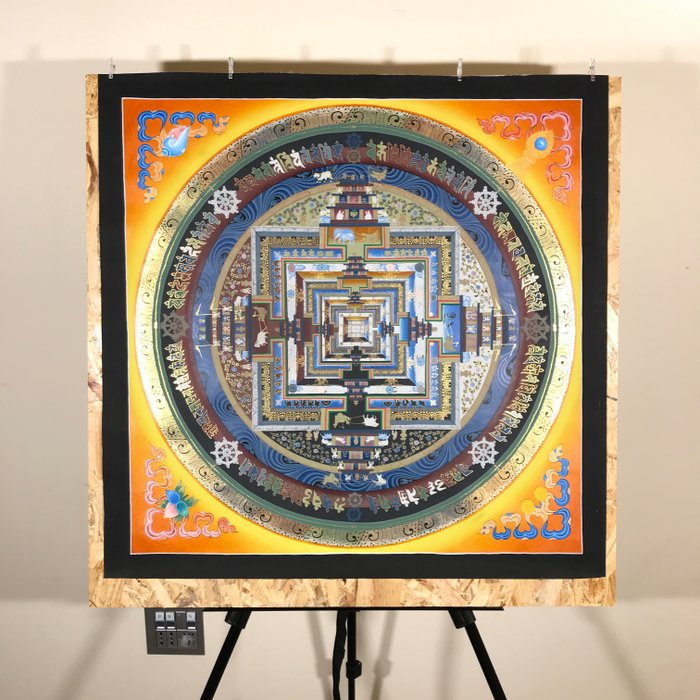 Large Painting of Tibetan Tradition - Refined Mandala Kalachakra - Journey of Soul, Wheel of Time - Thangka Feng Shui