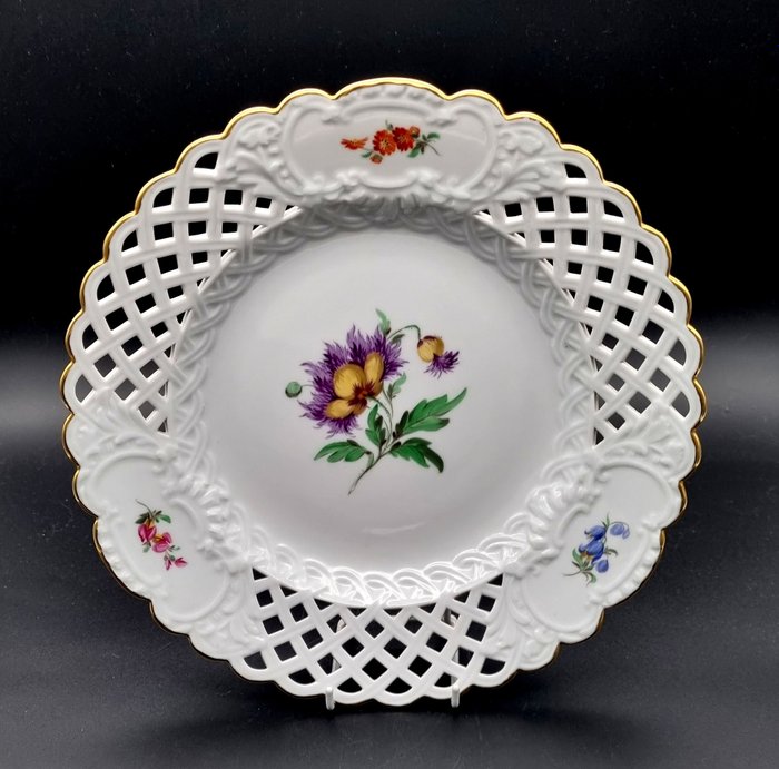 Meissen - 成套餐具 - 金邊花卉裝飾 Exclusive XL 突破盤約 28.5 厘米 - 瓷器
