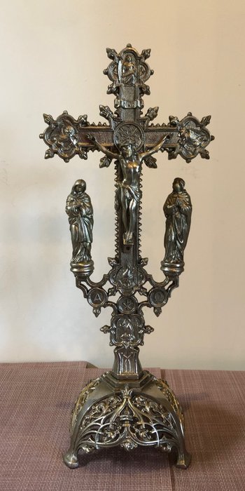 耶穌受難十字架像 (1) - 鍍銀 - 1940-1950