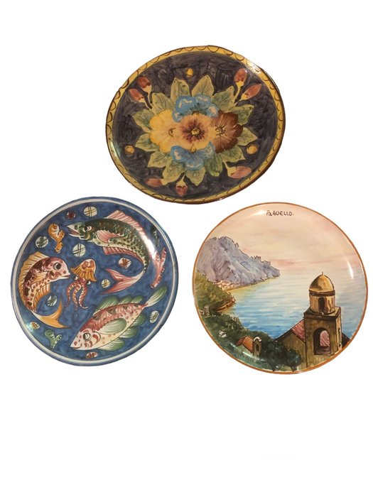 Ceramiche Amalfi - Plato (3) - Ravello pesci e fiori - Cerámica