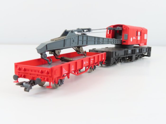 Roco H0轨 - 46903 - 模型火车货运车厢 (1) - 带拖车的数字起重机“KRUPP” - DB
