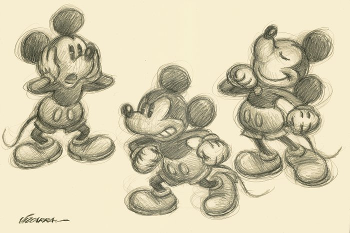 Joan Vizcarra - Mickey Mouse Model Sheet - Original Drawing -  48 x 32 cm  - Pencil Art