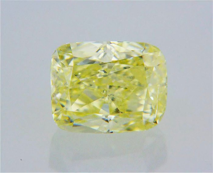 1 pcs Diamant - 0.54 ct - Coussin - Jaune intense fantaisie - VS2, NO RESERVE PRICE!