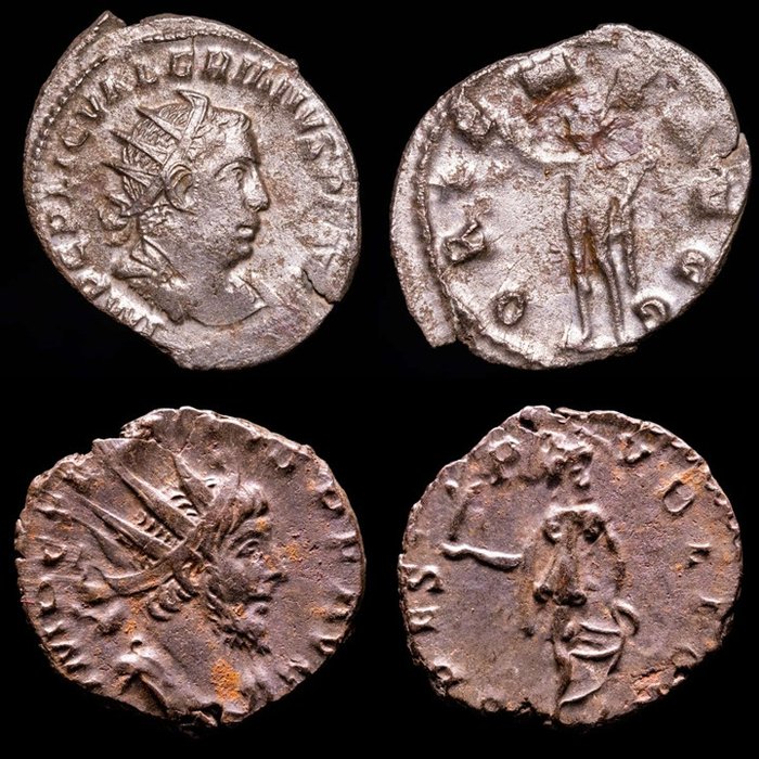 Romerska riket. Tetricus I & Valerian I. Lot comprising two (2) antoninianus Rome & Treveri, A.D. 271.  (Utan reservationspris)