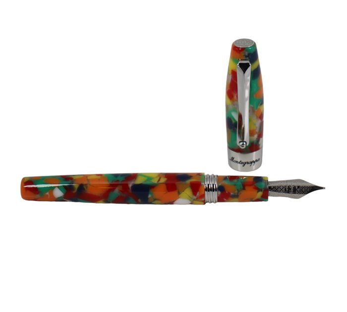 Montegrappa - NO RESERVE PRICE, Fortuna Mosaico Resin And Stainless Steel Fountain Pen - Stylo à plume