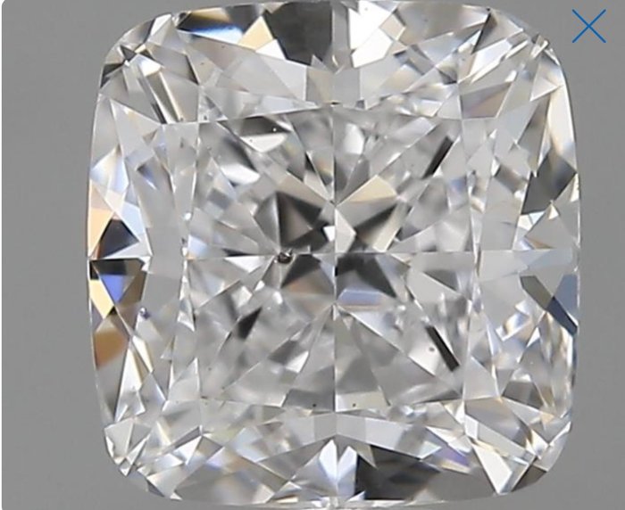 钻石 - 0.90 ct - 明亮型, 枕形 - D (无色) - SI1 微内含一级
