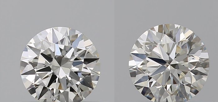 2 pcs Diamanten - 0.64 ct - Brillant - H - VVS2, *Matching Pair* *3EX* *None* No Reserve Price*