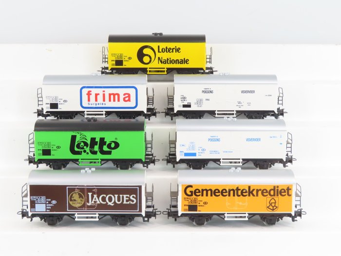 Märklin H0轨 - 4418 - 模型火车货运车厢 (7) - 7 两轴广告冷藏车 - NMBS