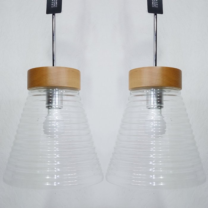 Seed Design - Hængende lampe (2) - Rille Ø28 - Glas, Træ