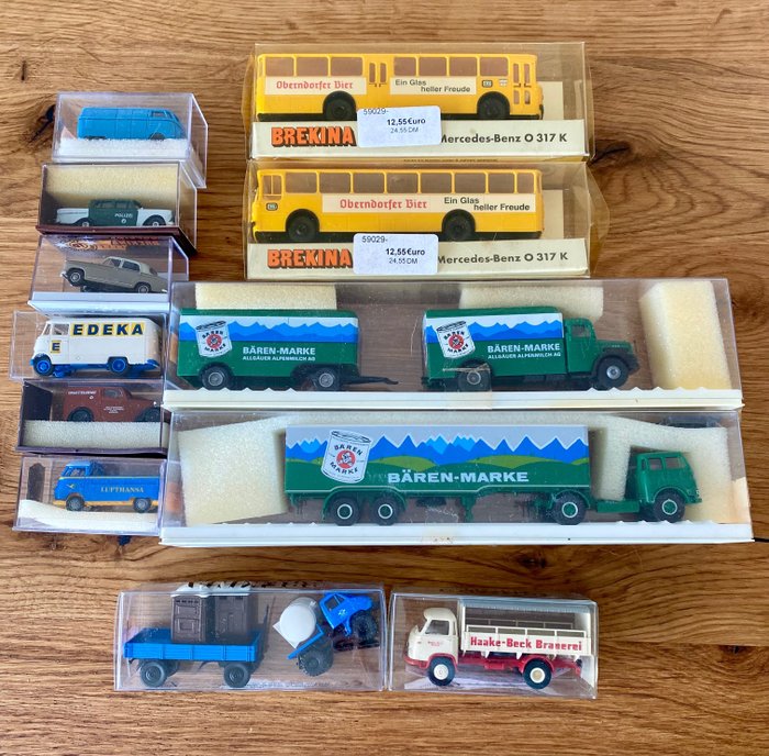 Brekina 1:87 - Model train vehicles (12) - Different cars and trucks