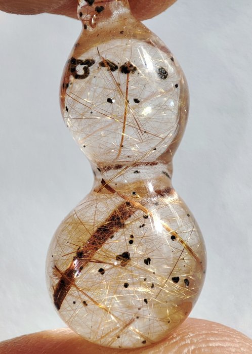 Darmowa wysyłka piękny, bardzo rzadki naturalny kryształ kwarcowy Phantom Gold Rutilated Okaz- 5.43 g