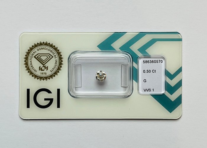 鑽石 - 0.50 ct - 圓形, 明亮型 - G - VVS1