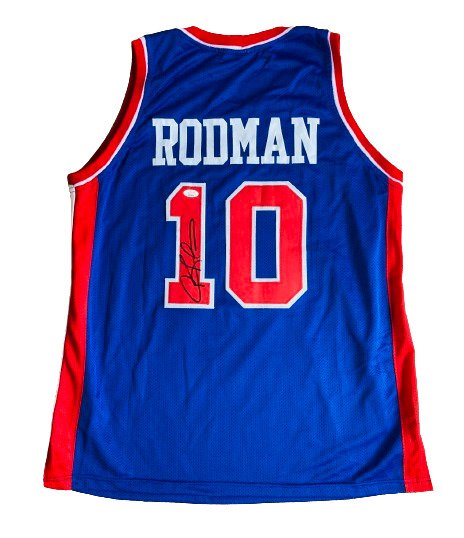 NBA - Dennis Rodman - Autograph - Blue Custom Basketball Jersey 
