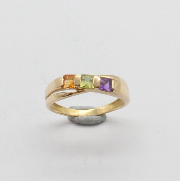 No Reserve Price - Ring Yellow gold Mixed gemstones 