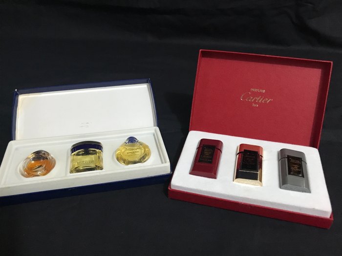 Cartier, Boucheron - 香水瓶 - 必备品和蓝宝石凸圆面系列 - 微型盒子
