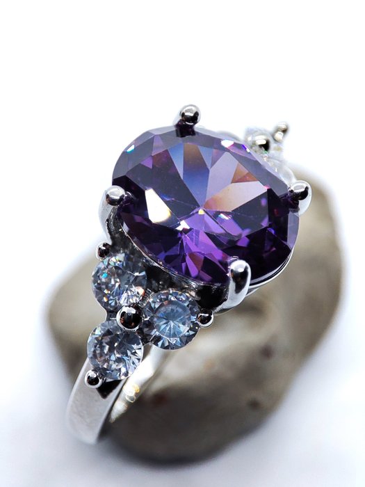 Free Shipping Beautiful Amethyst and Topaz 925 Silver Ring - Ring
