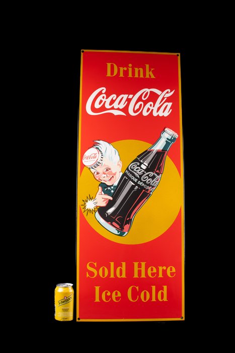 Coca-Cola, enamel - Emailleschild - XXL Coca-Cola Bottle Cap Hat Werbung; Emailleschild; schön/glänzend; handgemachte Qualität - Emaille