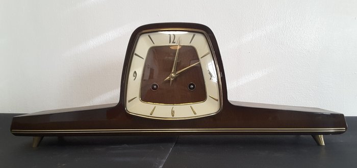 Reloj de repisa de chimenea - Orologio Vintage DUGENA da mensola o camino 1950 circa Art Nouveau XX Secolo Germania - Art Nouveau - Madera - 1950-1960