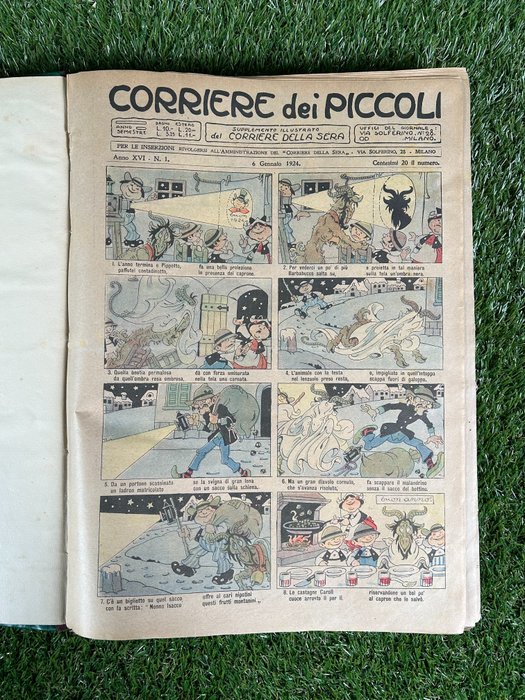 Il Corriere dei Piccoli Anno XVI nn. 1/52 - annata completa rilegata - 1 Περιοδικό - Πρώτη έκδοση - 1924