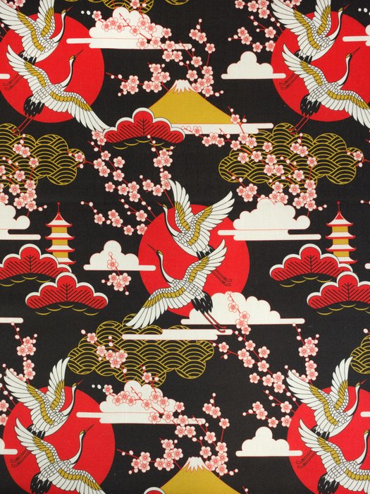 JAPANESE SPRING - 370 x 140 cm - Exclusive mixed linen fabric - Made in Italy - Textile