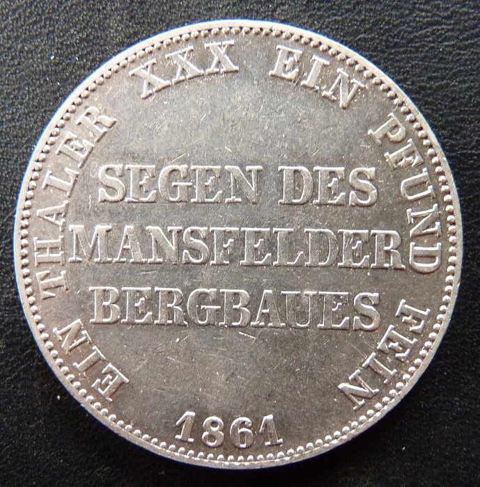 德国， 普鲁士. Wilhelm I. (1861-1888). 1 Thaler (taler) 1861. Segen des Mansfelder Bergbaus  (没有保留价)
