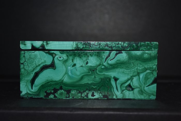 Malachite 盒子 - 高度: 4 cm - 闊度: 7.6 cm- 534 g - (1)