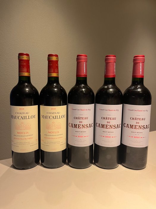 2021 x 3 Château De Camensac & 2018 x 2 Château Maucaillou - Haut-Médoc - 5 Bottles (0.75L)