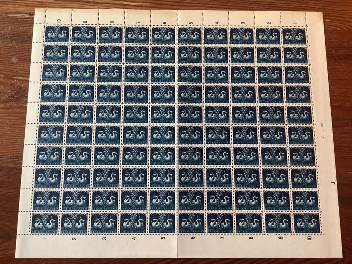 荷兰 1941 - 全张中带有板错误的日耳曼符号 - NVPH 407 en 409