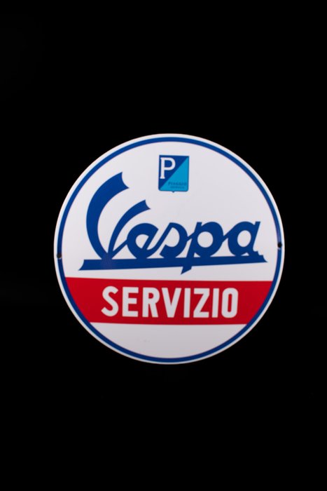 Sign - Vespa - Vespa servizio; enamel sign; beautiful quality; handmade 300mm