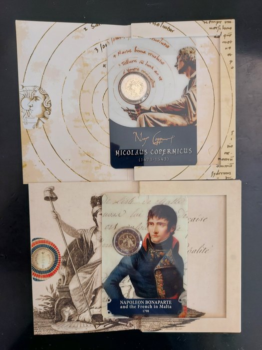 Malta. 2 Euro 2023 "Napoleon Bonaparte" + "Nicolaus Copernicus" (2 monete)  (Ingen mindstepris)