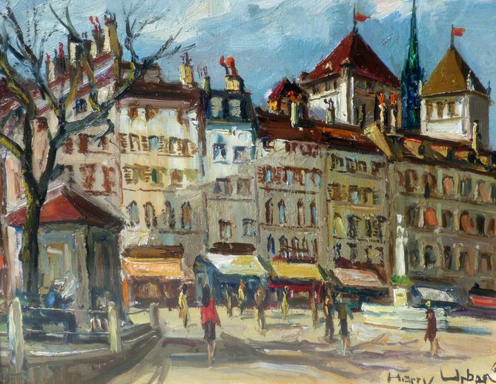 Harry Urban (1874-1969) - Genève - Place du bourg de Four - Suisse