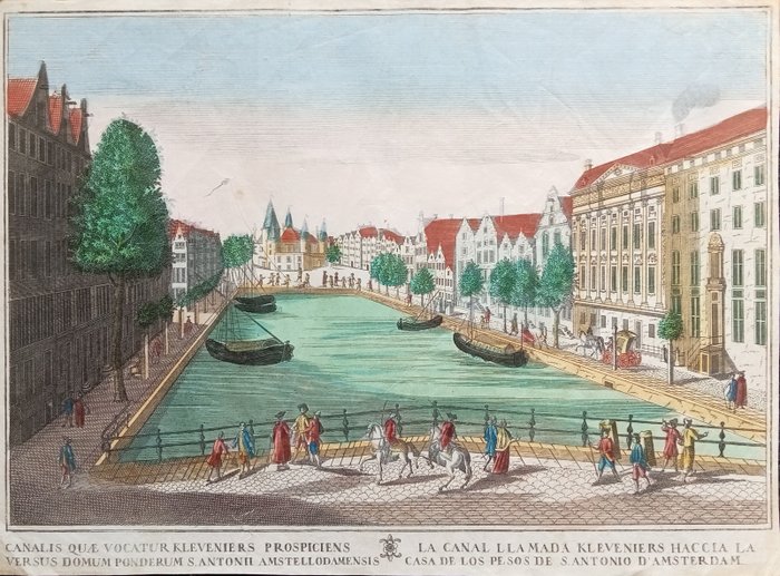 Países Bajos, Mapa - Ámsterdam, Países Bajos; Georg Balthasar Probst - Canalis quae vocatur Kleveniers Prospiciens - 1721-1750