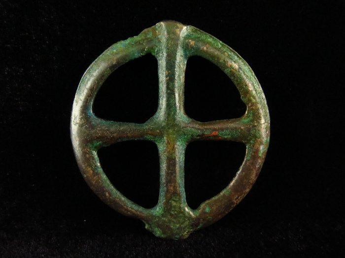 Römisches Reich Bronze Rota Fortunae/Glücksrad-Anhänger - 5.7 cm  (Ohne Mindestpreis)