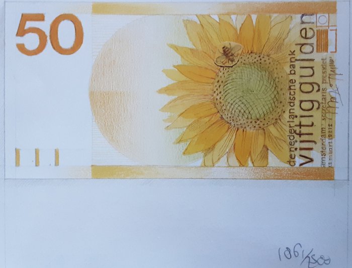 Holanda. - Ontwerp tekening 50 Gulden 1982 - TRIODOS bank NV  (Sem preço de reserva)