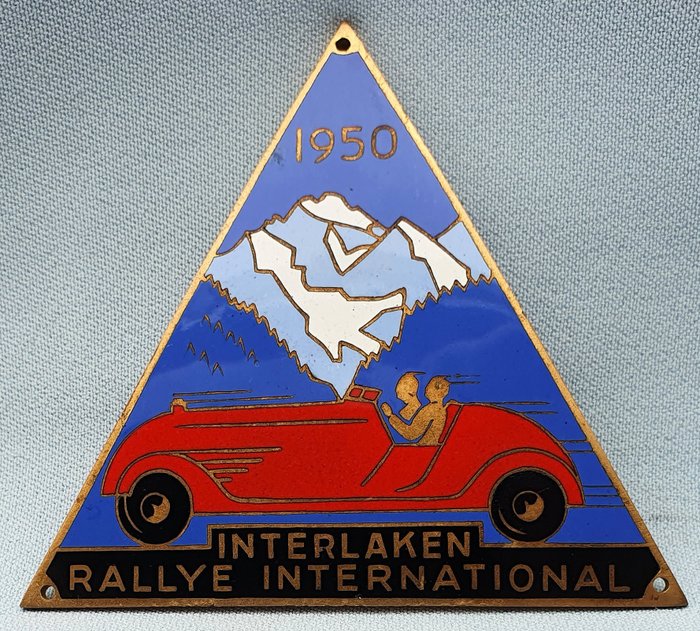Crachá - Geëmailleerde Grille Badge - Rallye International Interlaken 1950 - Suíça - Meio do século XX (WW II)