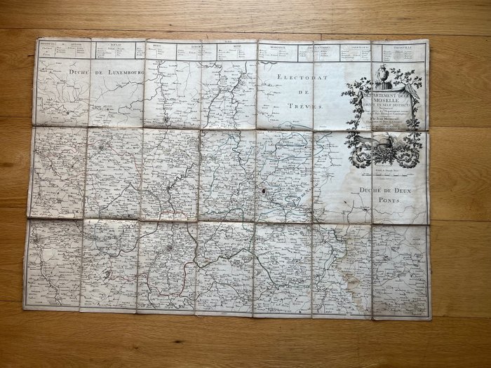 Ευρώπη, Χάρτης - Γαλλία / Διαμέρισμα του Μοζέλα χωρισμένο σε εννέα περιφέρειες αυξήθηκε κατά μέρος των διαμερισμάτων; Jean Miromenil dessinateur des ponts et chaussée - 1781-1800