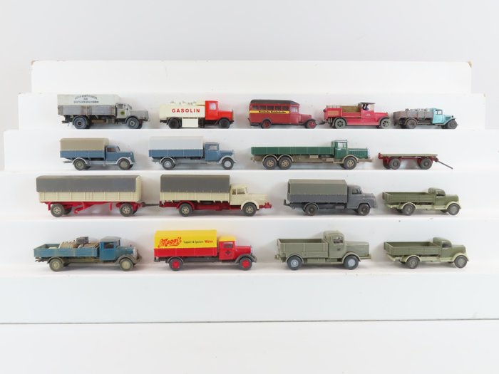Wiking, Norev, RMM, onbekend 1:87 - Vehículos de modelismo ferroviario (35) - 15 camiones antiguos