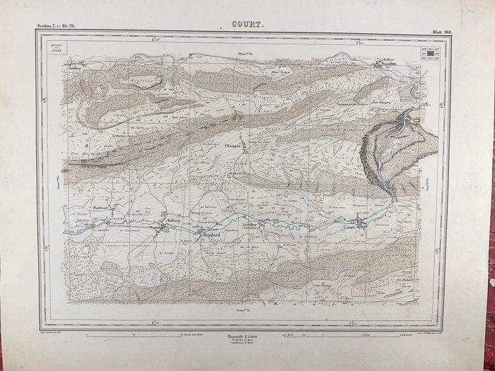Europa, Mapa - Szwajcaria / Dwór / Kanton Berno; Heinrich Müllhaupt - Court - 1861-1880
