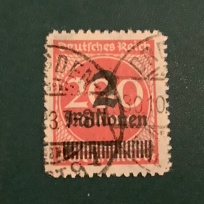 Det tyske keiserrike 1923 - 2 millioner på 200 Mark sagtannet - inspisert infla/BPP - Michel 309B