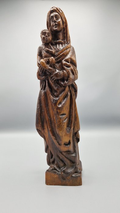 雕像 - Madonna met kind - 43 cm - 木