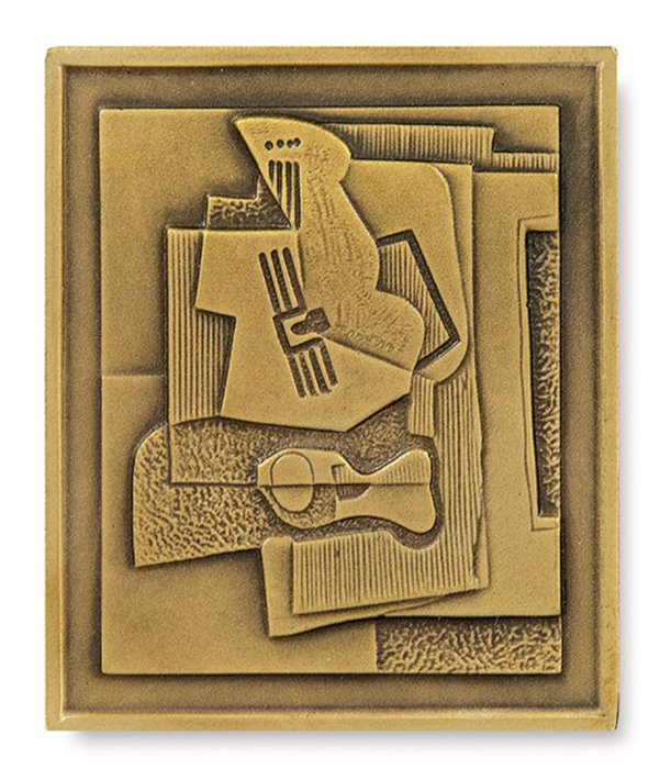 After Pablo Picasso - Escultura, Bodegon Cubista - 6 cm - Bronce - 1981