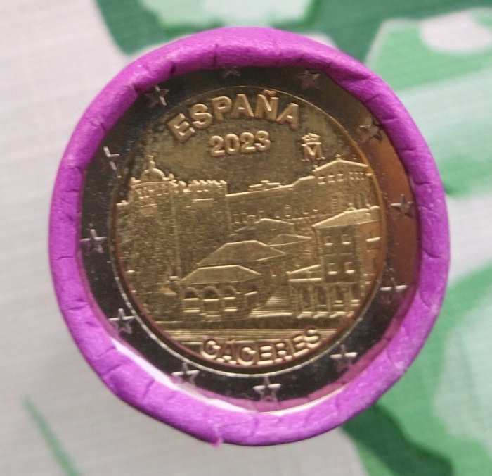 西班牙. 2 Euro 2023 "Caceres" (25 monedas) en rollo  (沒有保留價)