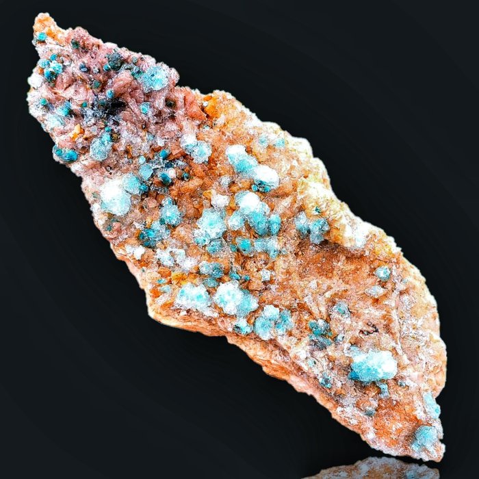 Rosasit og selenitgips på ankerit – Bou Beker, Marokko – samlerobjekt Krystaller - Højde: 20 cm - Bredde: 9 cm- 830 g