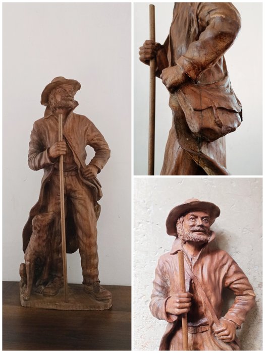 Sculptură, "Uomo di montagna" - 62 cm - Trunchiul lemnului
