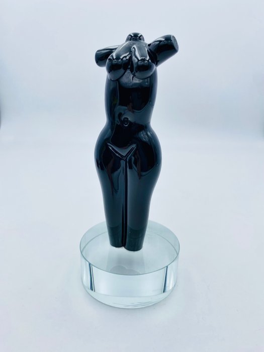 Guidotti - sculptuur, Busto Donna Nero - 11 cm - Muranoglas - 2024