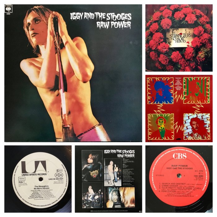 Iggy Pop & The Stooges, The Stranglers - Raw Power , No More Heroes - LP-albummer (flere elementer) - 1975