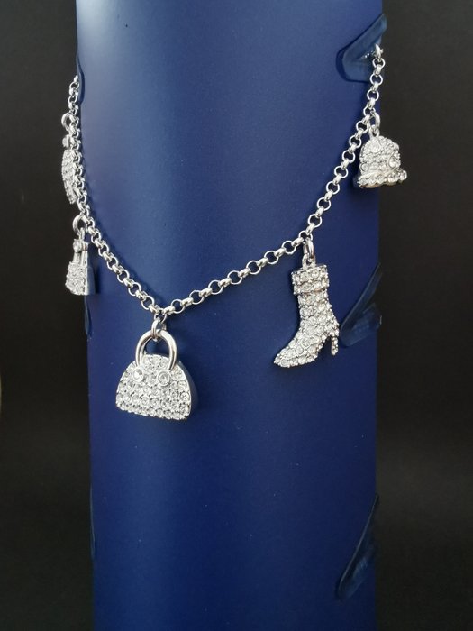 Patsas, Swarovski bedel armband - 2.5 cm - Kristalli, Kullattu
