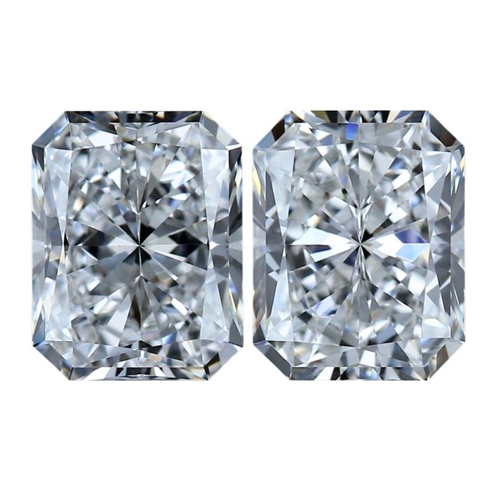 2 pcs 鑽石 - 1.86 ct - 雷地恩型 - E(近乎完全無色) - VVS1, VVS2