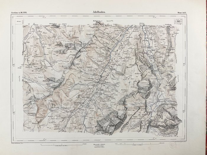 Europa, Landkarte - Schweiz / Adelboden / Kanton Bern; Rudolf Leuzinger - Adelboden - 1861-1880